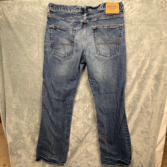 Abercrombie & Fitch Baxter Low Rise Slim Boot Jeans Mens 34x32 Blue Button Fly - Picture 8 of 16
